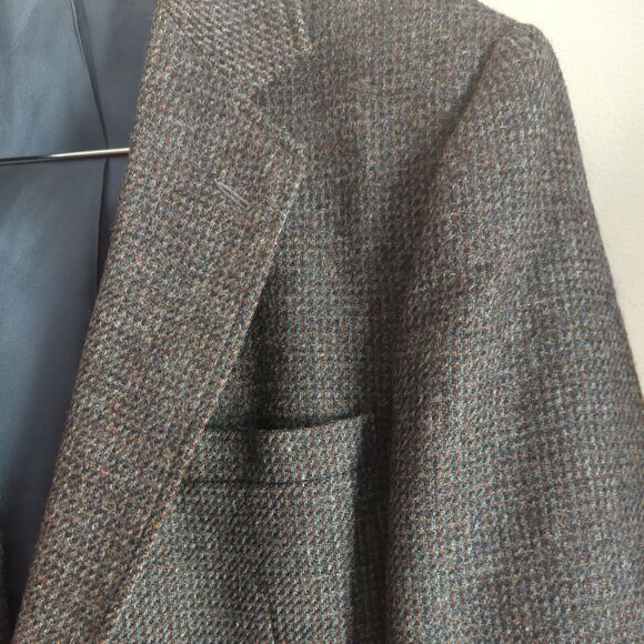 Men's VTG Imperial by Haggar Dark Grey Tweed Sports Coat 44" Wool 2 button - Picture 10 of 11